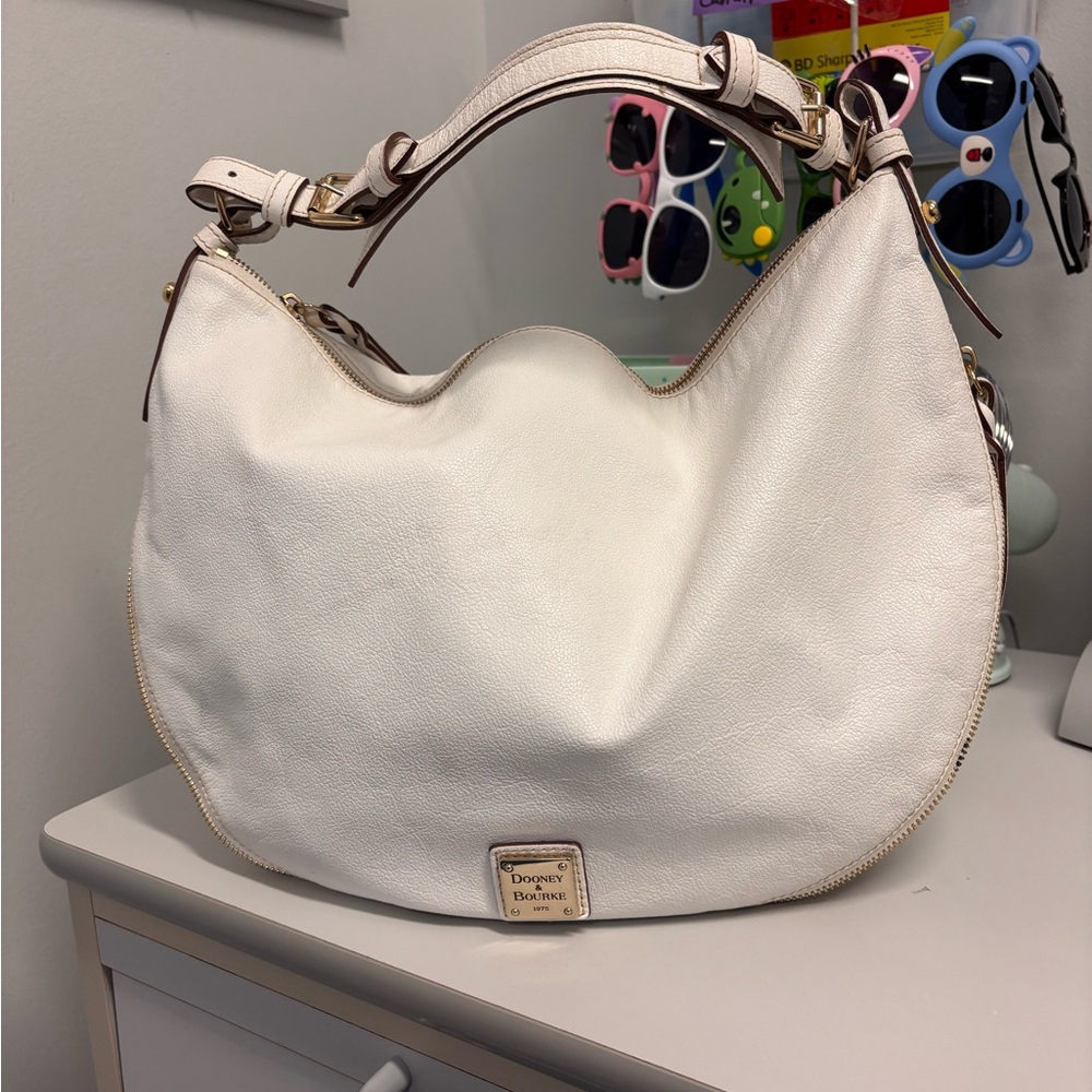 Dooney & Bourke White Hobo Bag with Slouchy Design